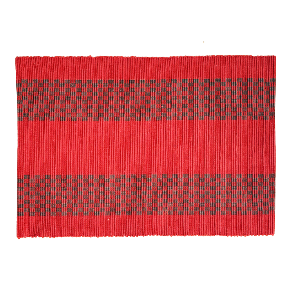 Red & Green Patterned Handloom Table Mat