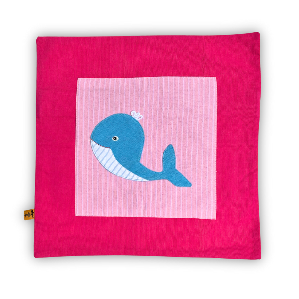 Kids Pink Fish Cushion Cover| 16 x 16 Inches