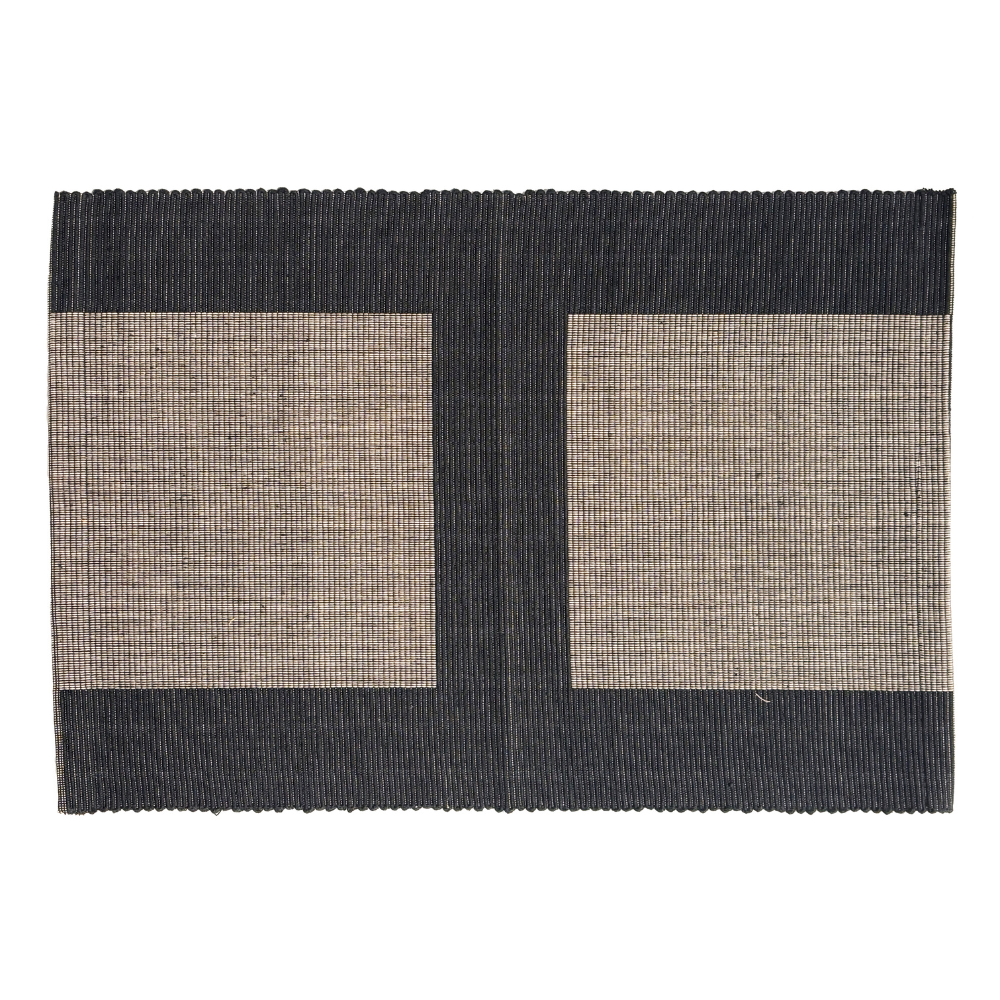 Black & Ash Patterned Handloom Table Mat