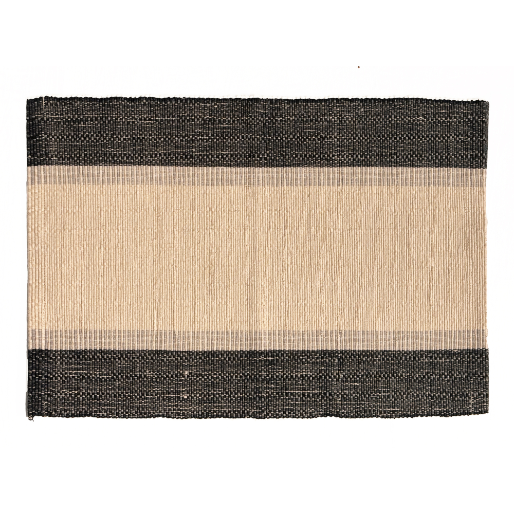 Black & Cream Striped Handloom Table Mat