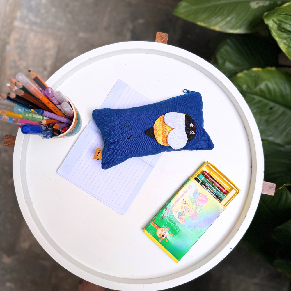 Dark Blue Bee Pencil Case