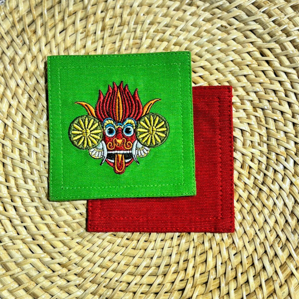 Gini Raksha Mask Embroidered Coasters