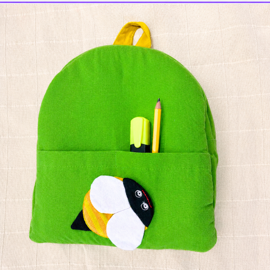 Handloom Bee Backpack for Kids | Eco-Friendly Cotton Bag
