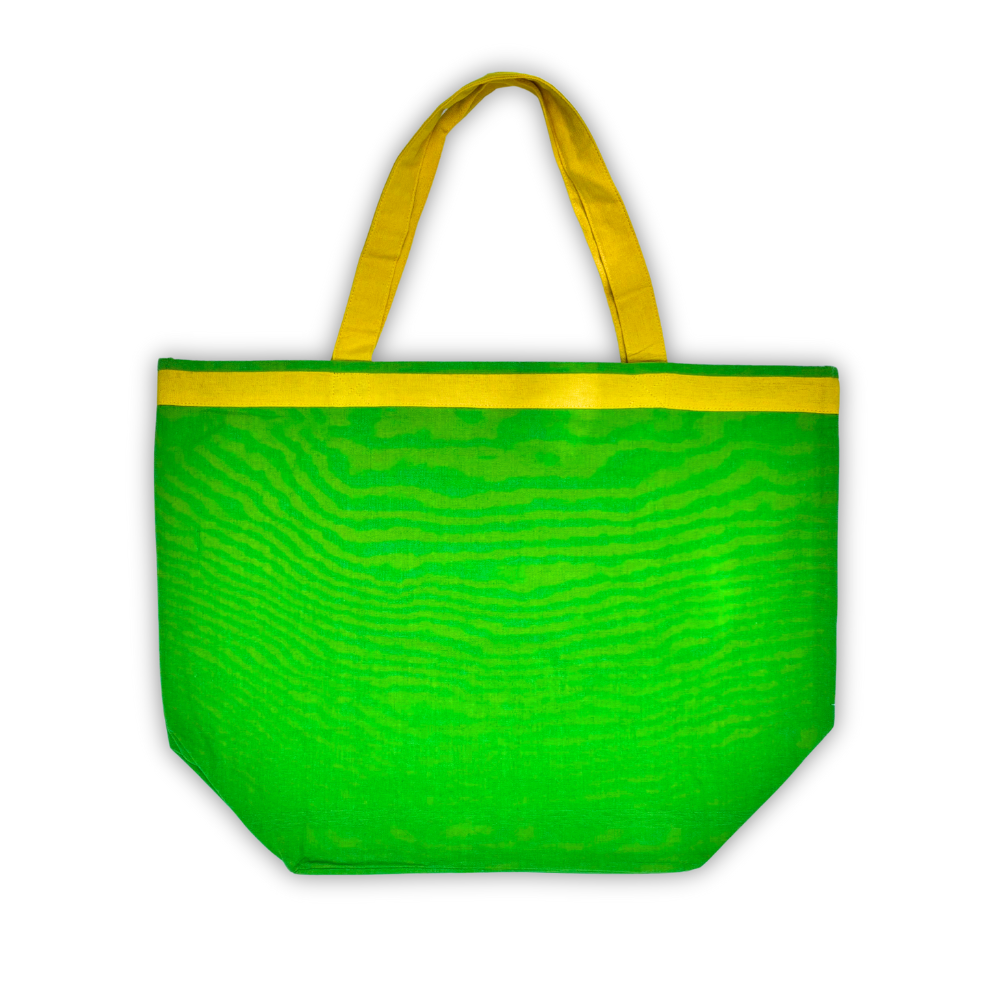 Handloom Cotton Tote Bag With Green Bee Design