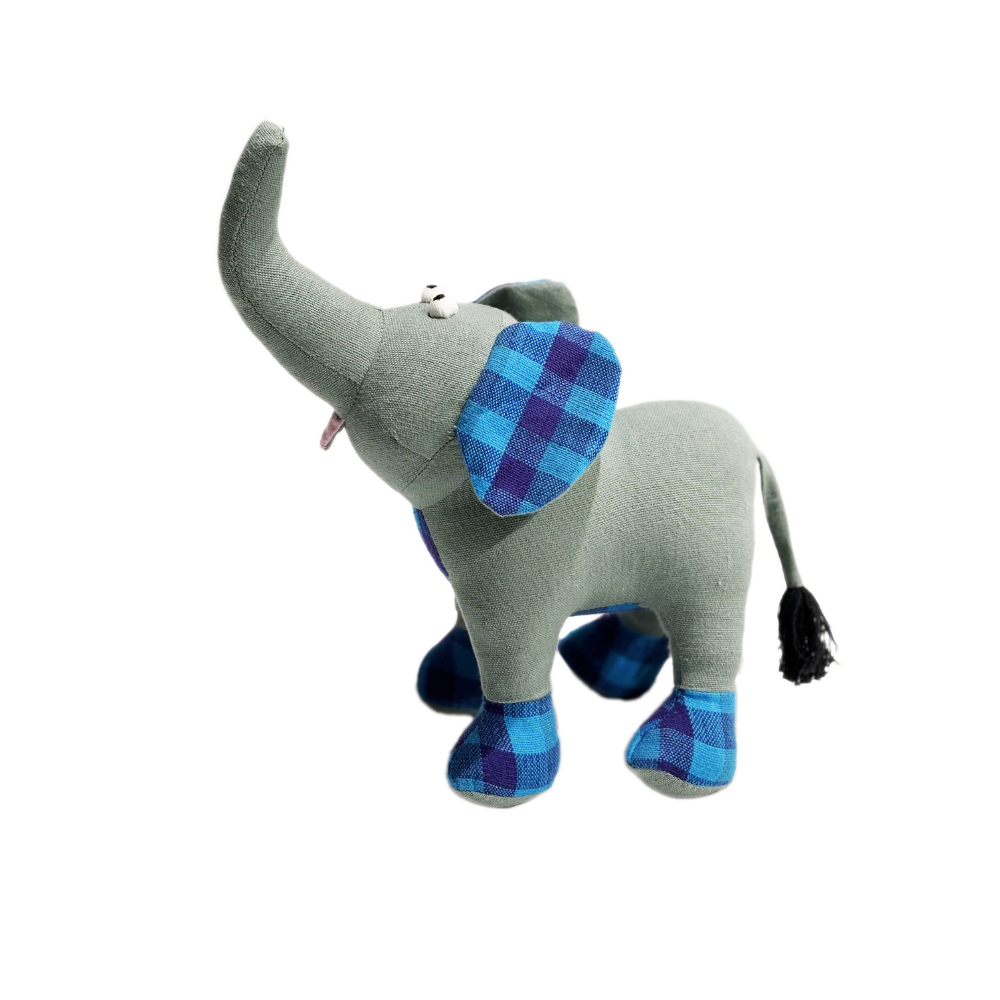 Blue Elephant Patchwork Handloom Soft Toy