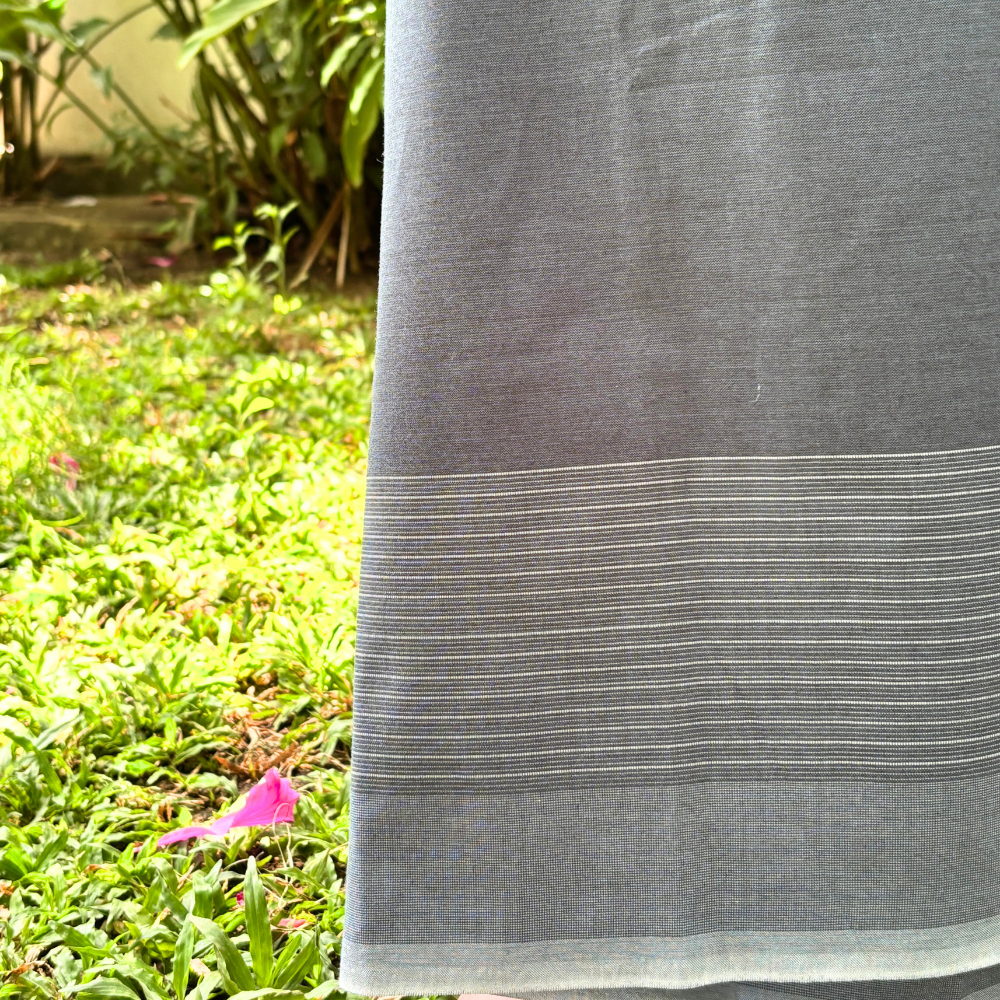 Dark Ash , Ash And White Striped Handloom Sarong | Standard Size