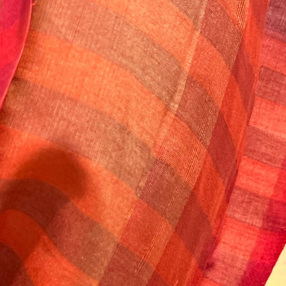 Red And Orange Striped Cotton Handloom Shawl