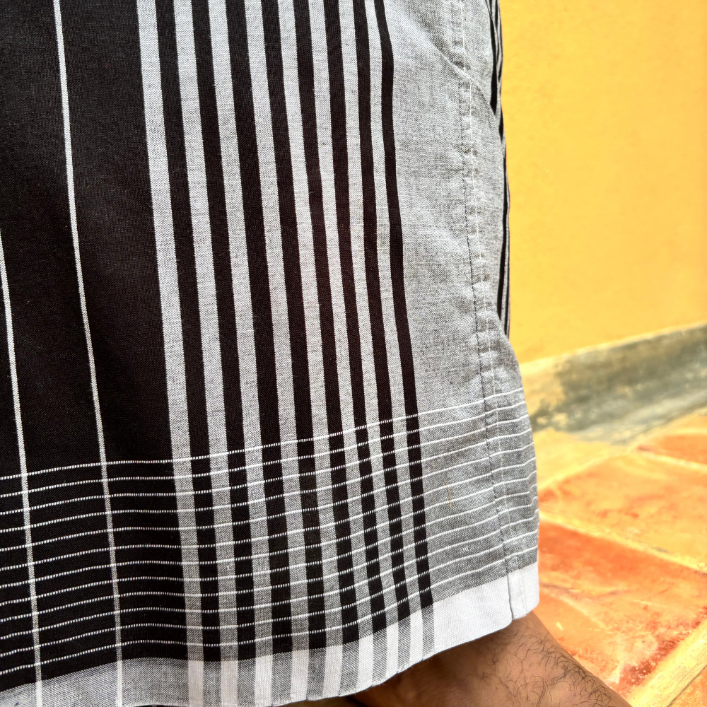 Ash And Black Striped Handloom Sarong | Standard Size