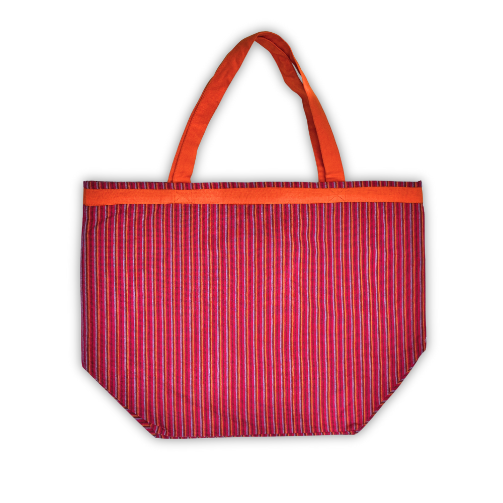 Handloom Cotton Tote Bag With Pink Bee Design