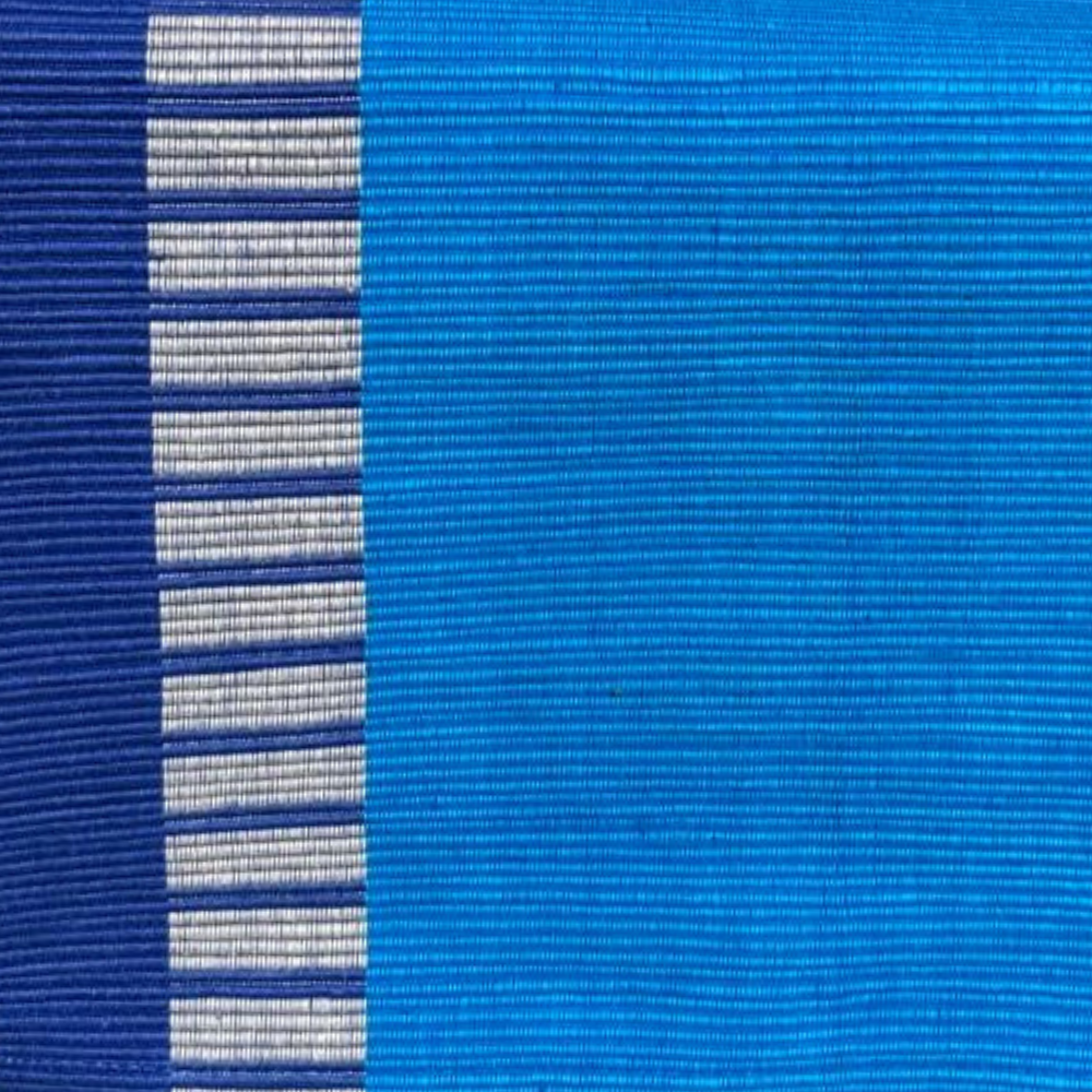 Blue And Ash Patterned Handloom Table Runner | 6 Seater