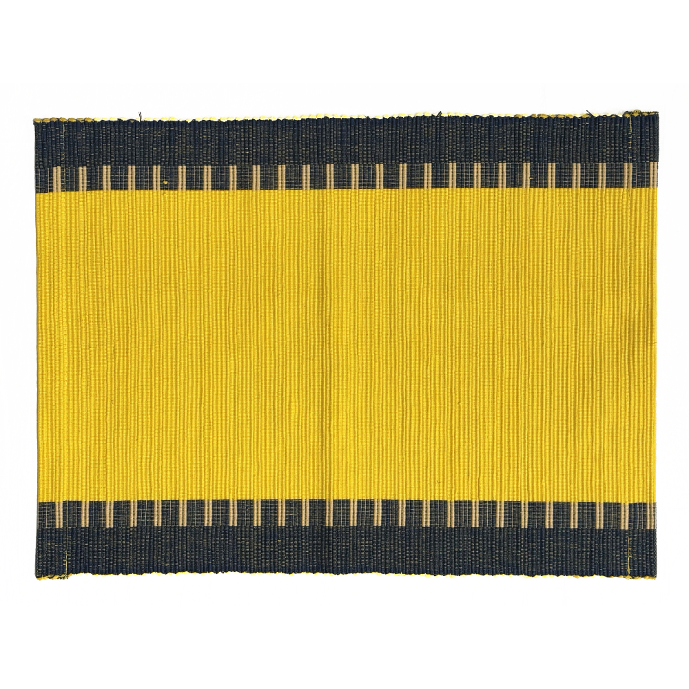 Yellow & Black Patterned Handloom Table Mat
