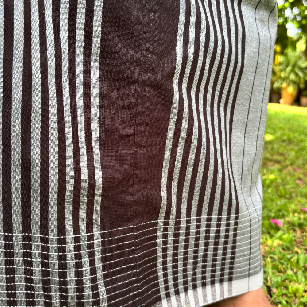 Dark Brown And Ash Striped Handloom Sarong | Standard Size