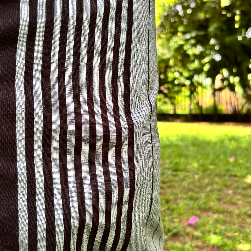 Dark Brown And Ash Striped Handloom Sarong | Standard Size