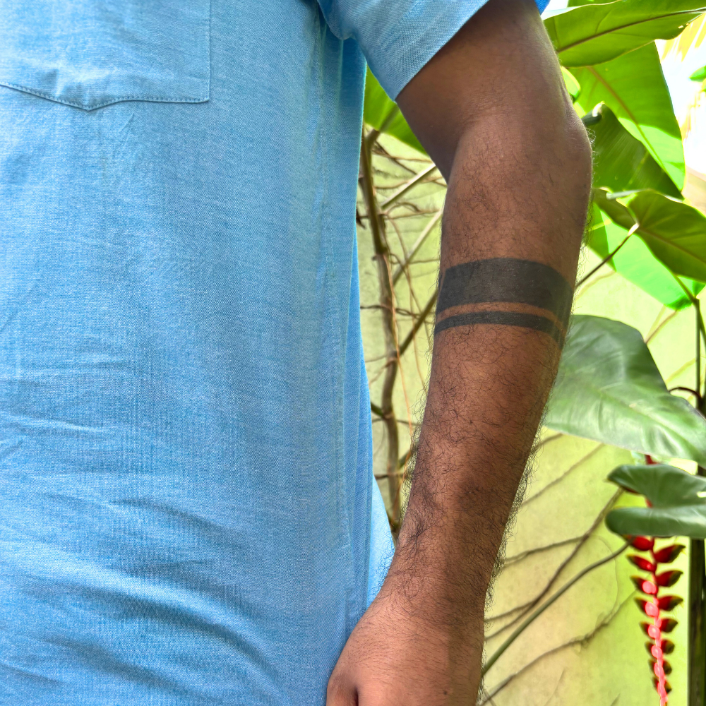 Light Blue And Dark Blue Striped Handloom Shirt |Medium Size
