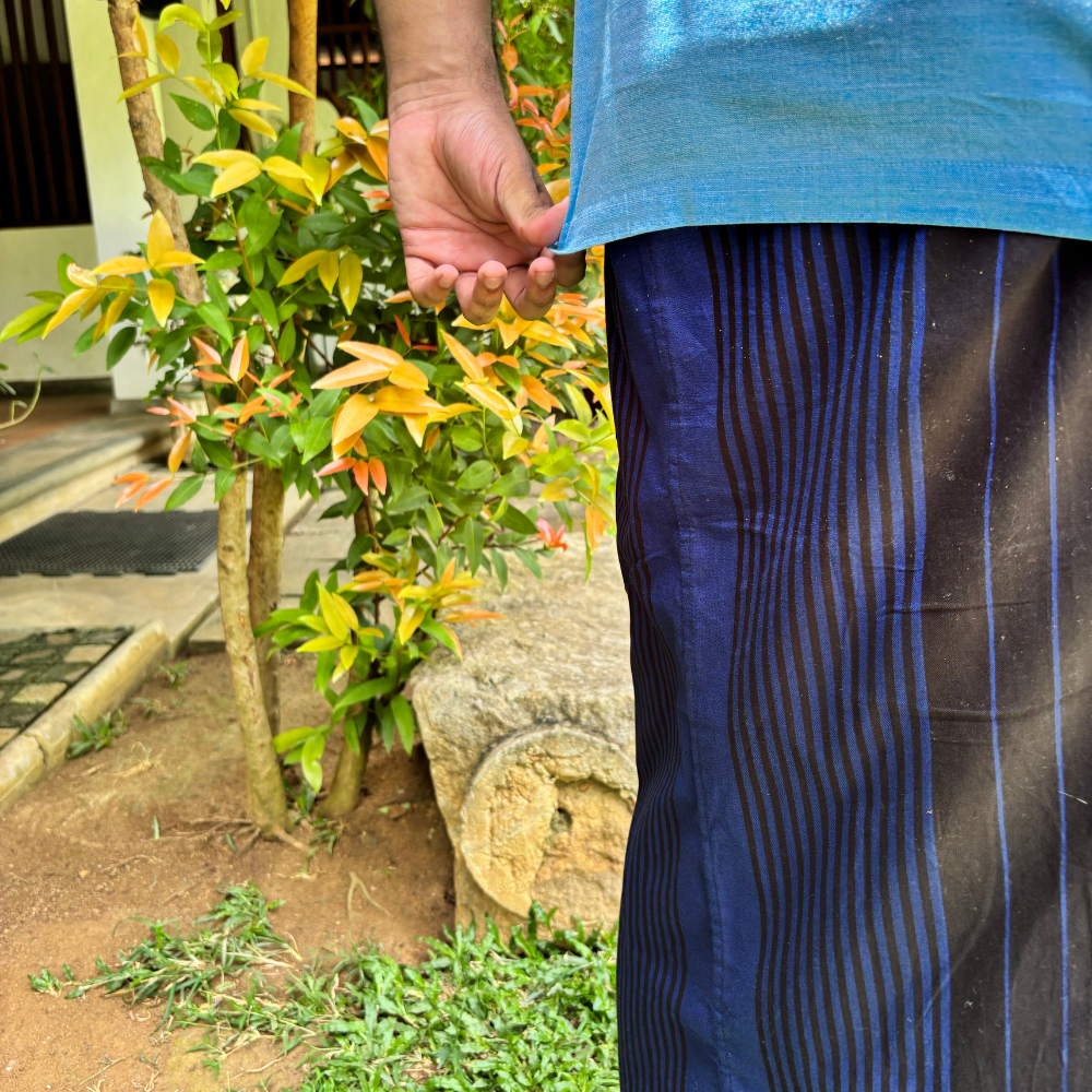 Black and Blue Striped Handloom Sarong | Standard Size
