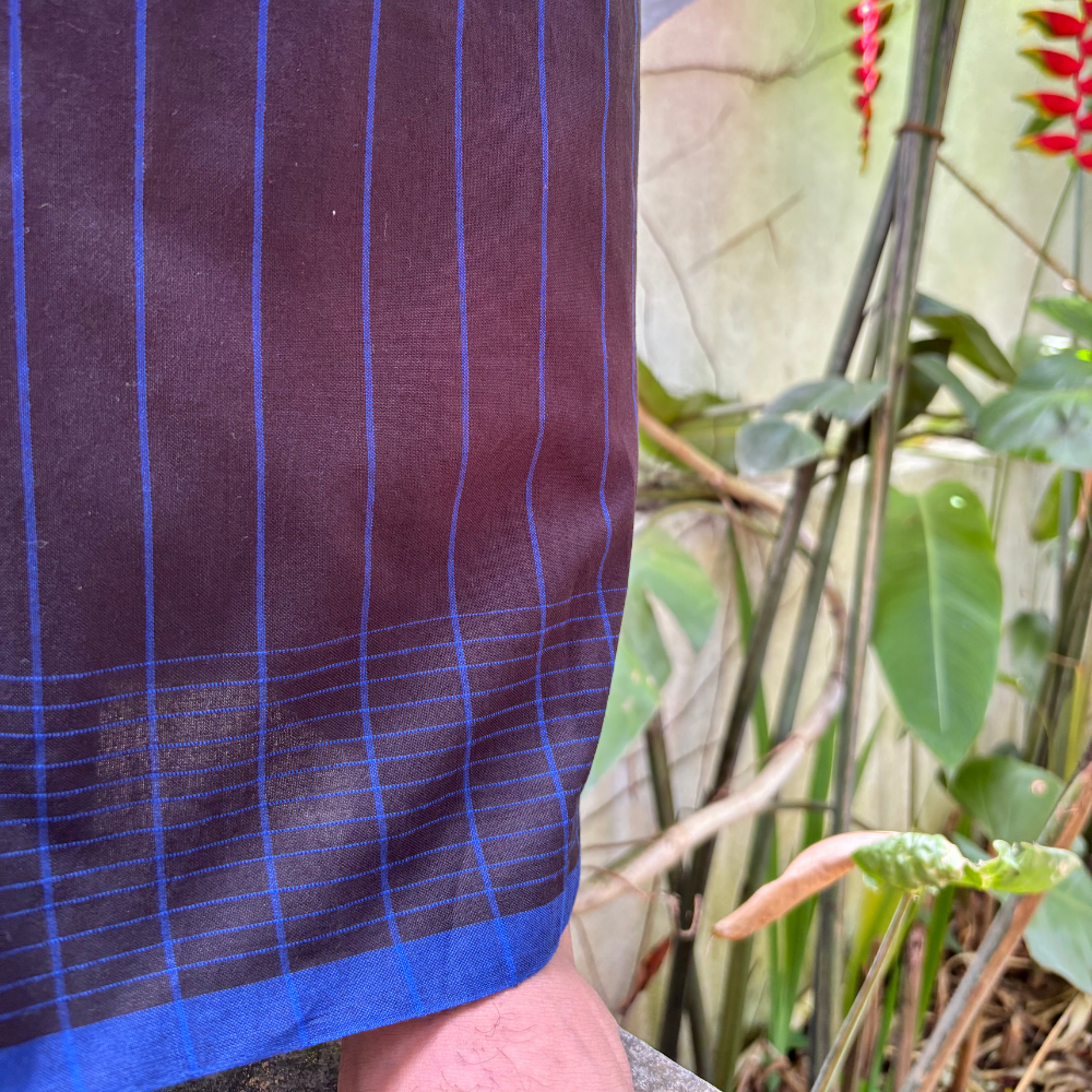Black and Blue Striped Handloom Sarong | Standard Size