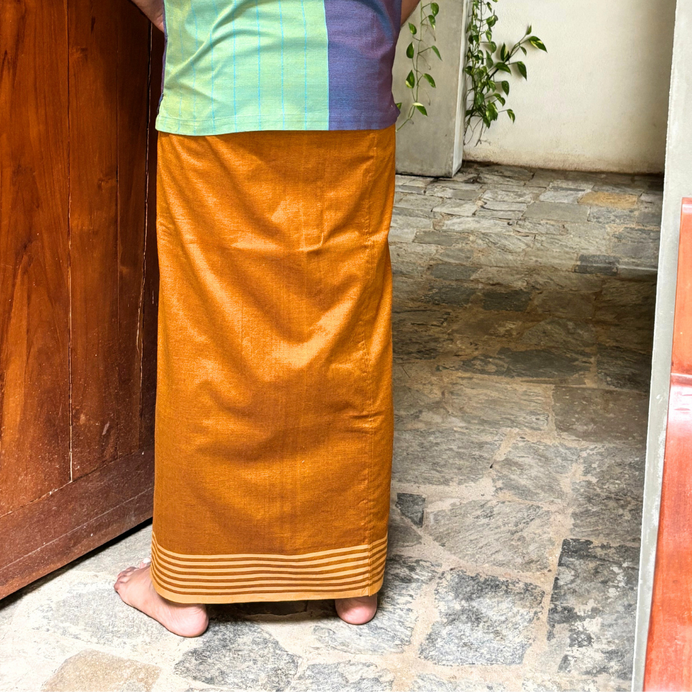 Mustard and Cream Yellow Striped Handloom Sarong | Standard Size