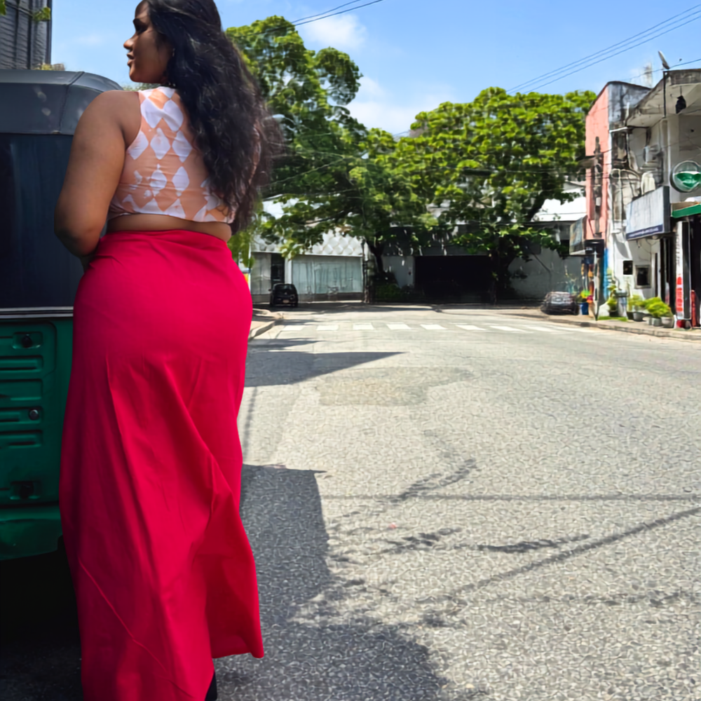 Red And Pink Striped Lungi