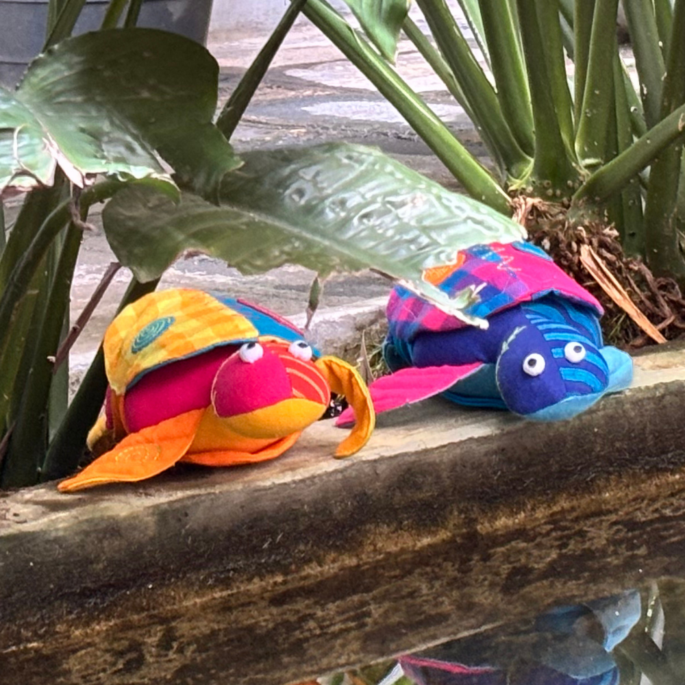 Yellow, Blue And Pink Patchwork Turtle
