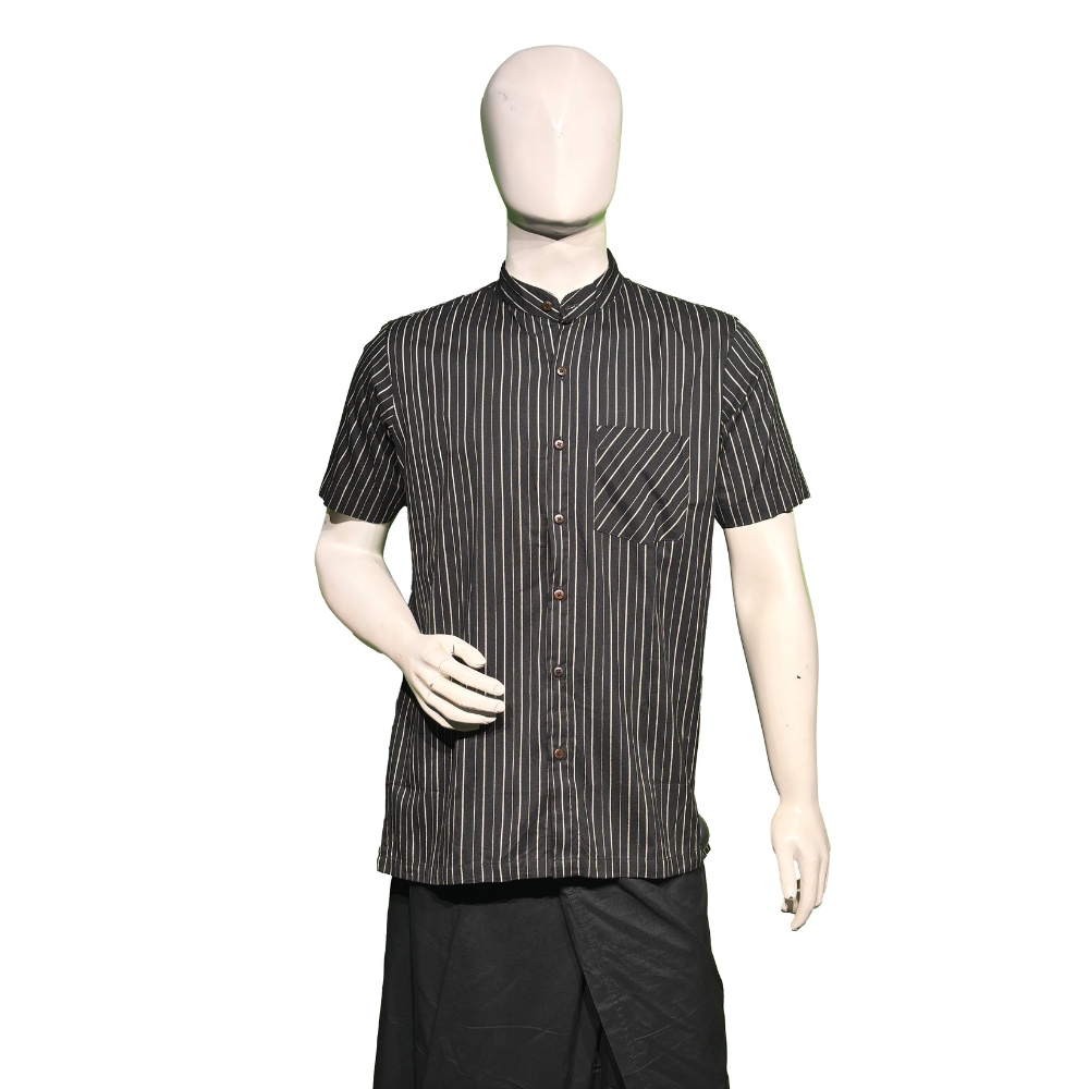 Black & White Striped Shirt | Large Size