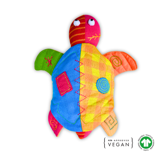 Yellow, Blue And Pink Patchwork Turtle