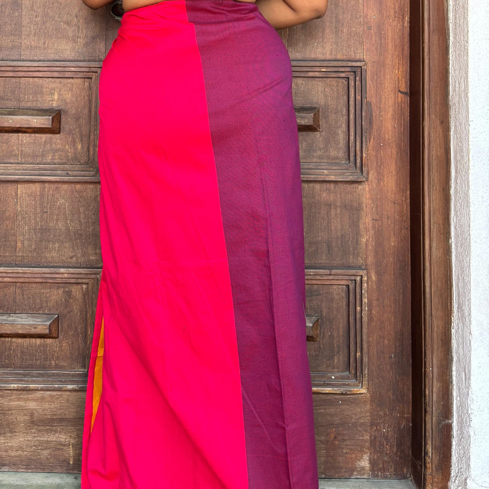 Pink, Yellow And Purple Striped Lungi
