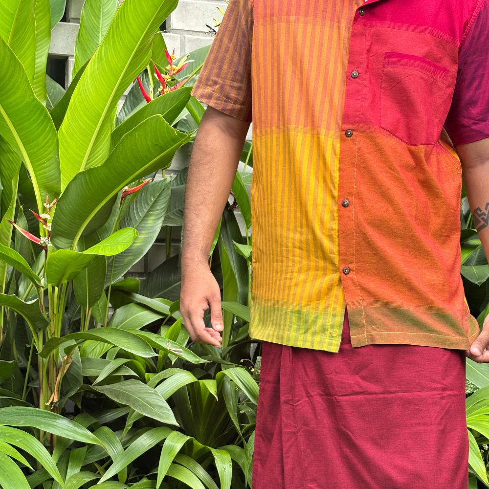 Multicolor Striped Handloom Shirt | Large Size