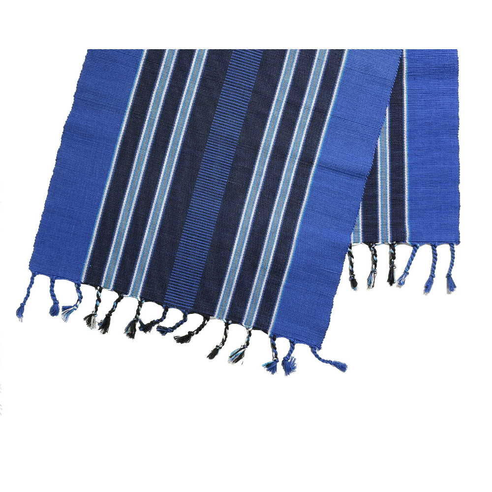 Blue & Black Striped Bed Runner