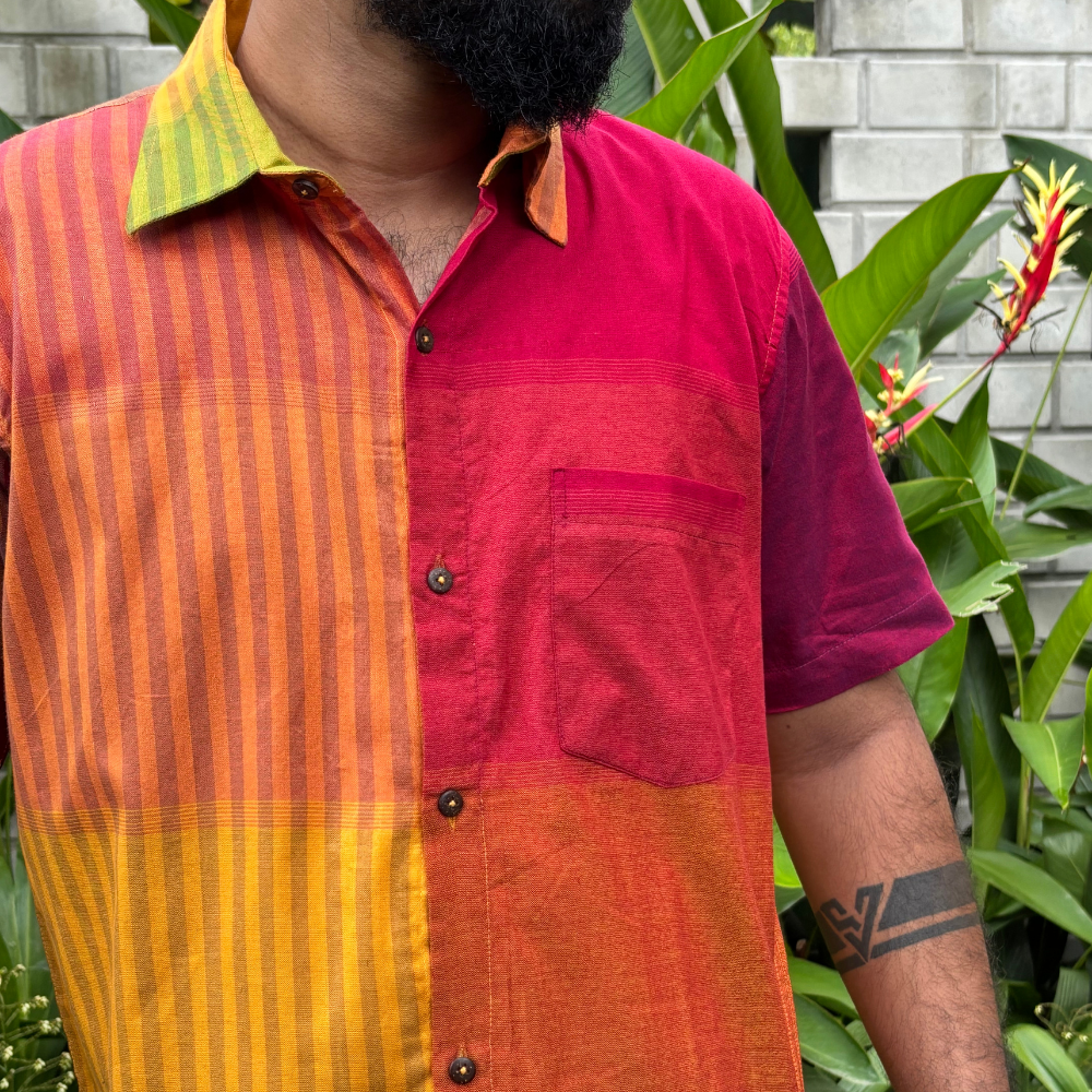 Multicolor Striped Handloom Shirt | Large Size