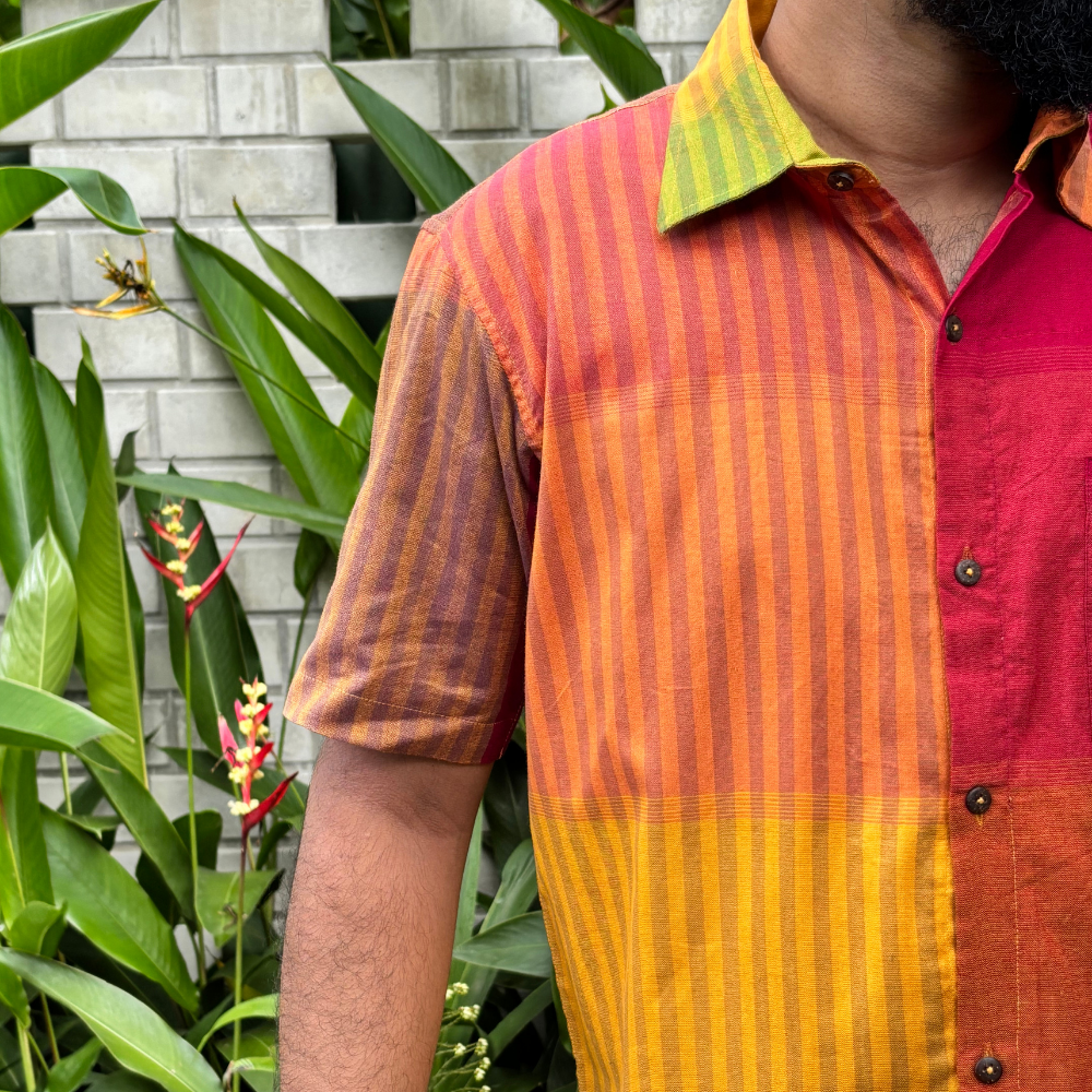 Multicolor Striped Handloom Shirt | Large Size