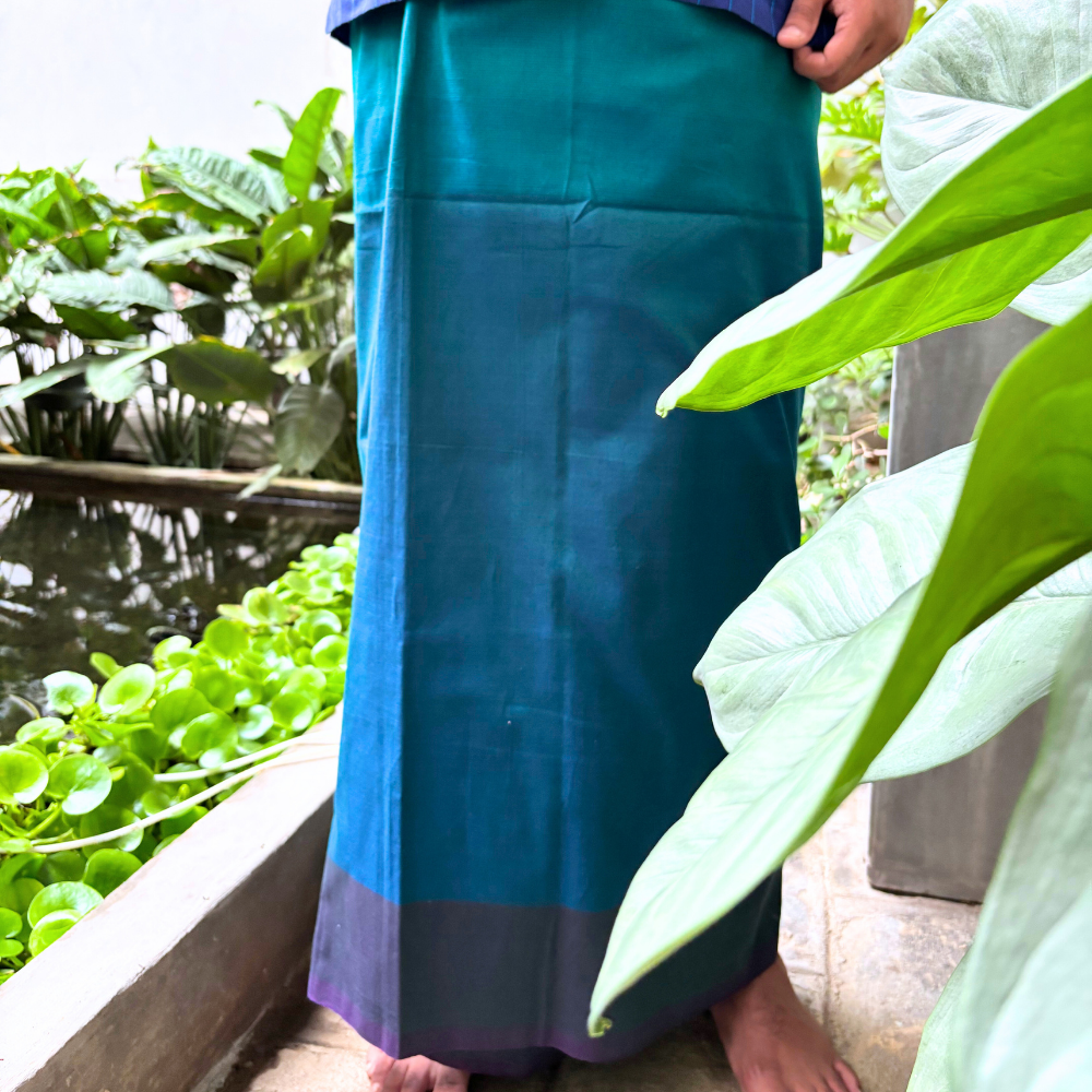 Blue and Dark Purple Striped Handloom Sarong