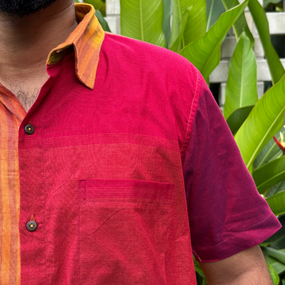 Multicolor Striped Handloom Shirt | Large Size