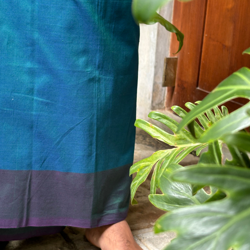 Blue and Dark Purple Striped Handloom Sarong