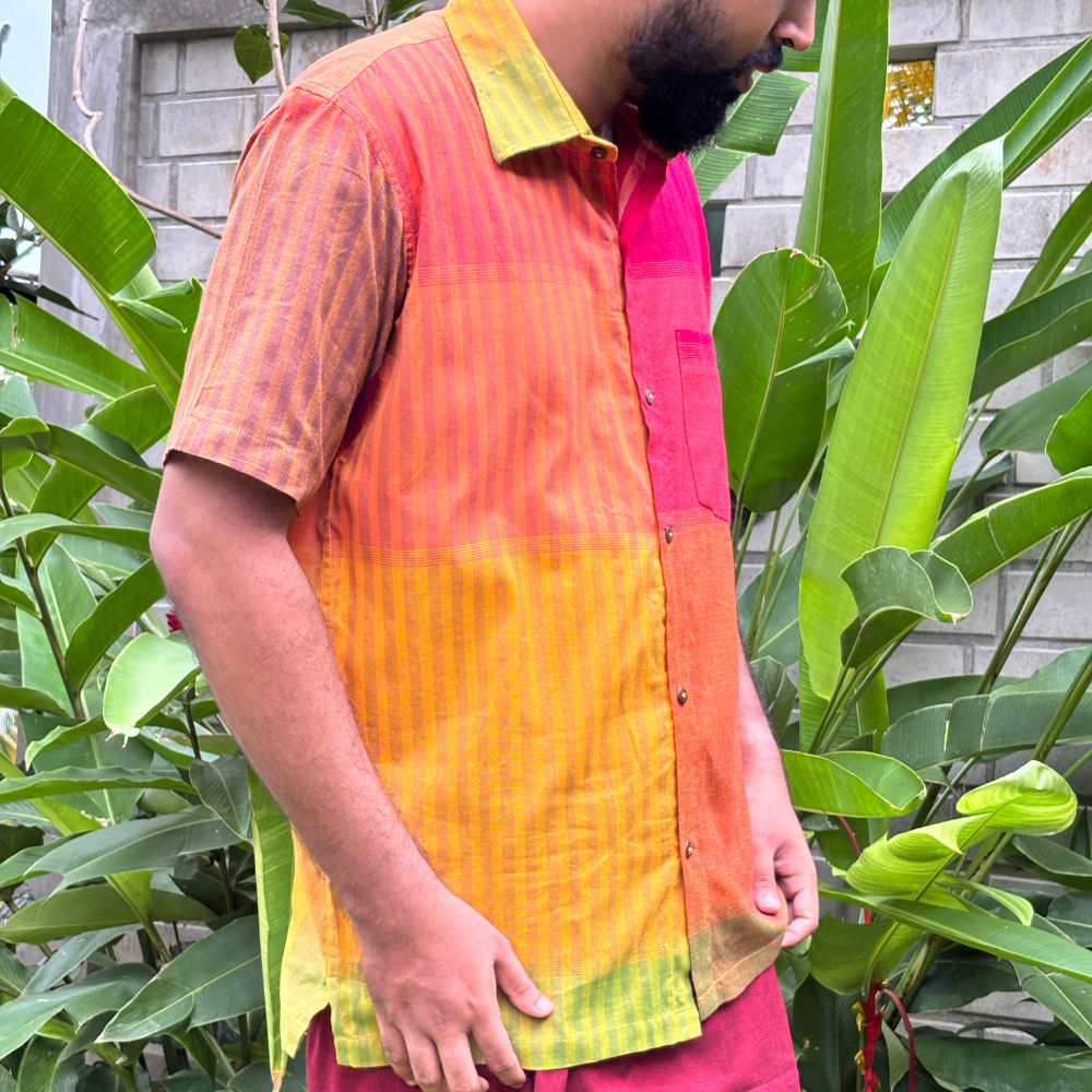 Multicolor Striped Handloom Shirt | Large Size