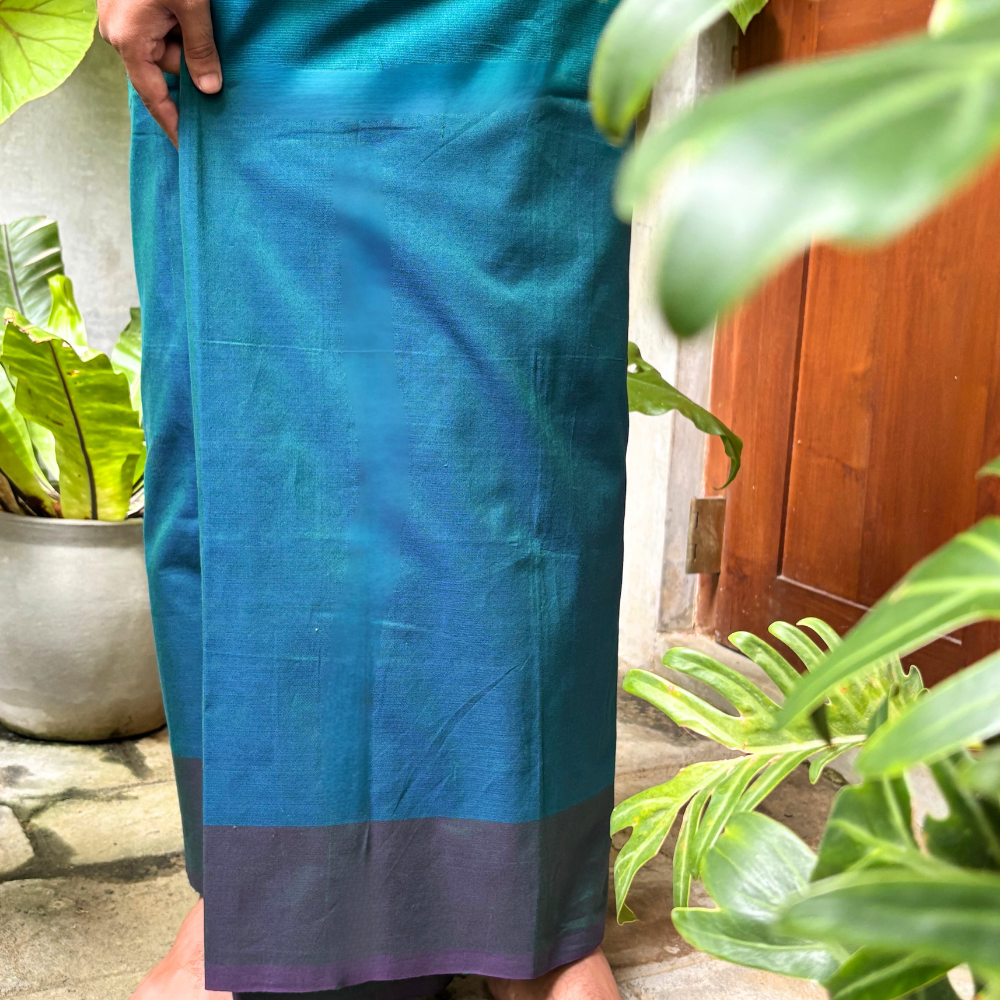 Blue and Dark Purple Striped Handloom Sarong