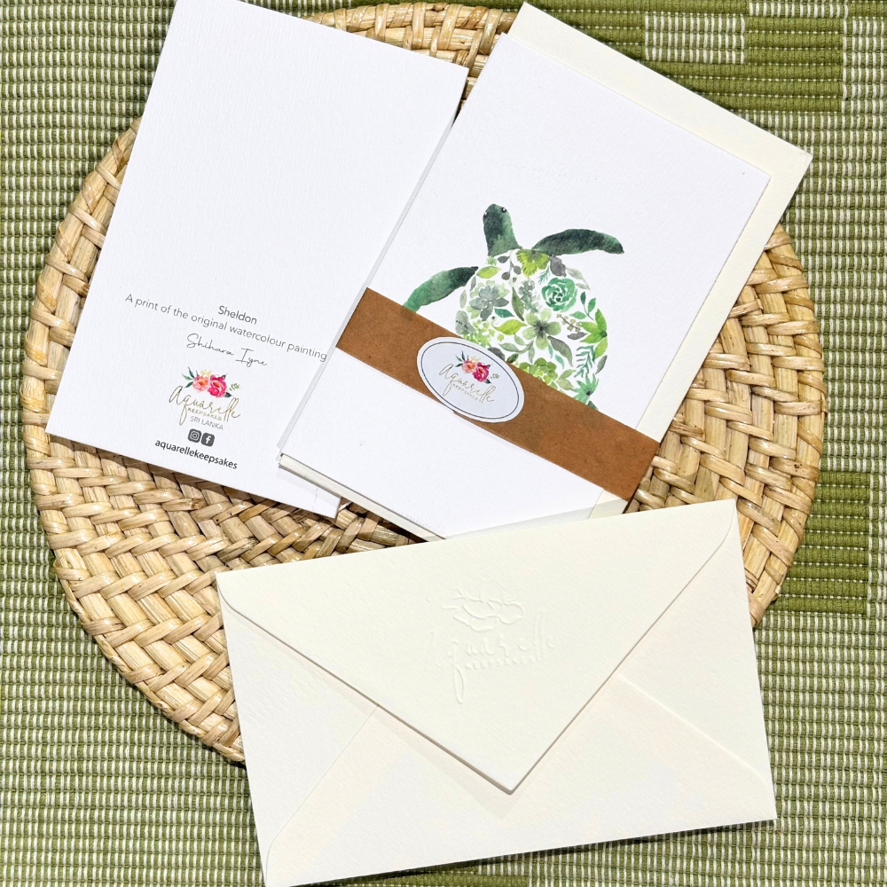 Green Turtle Greeting Card with Envelope