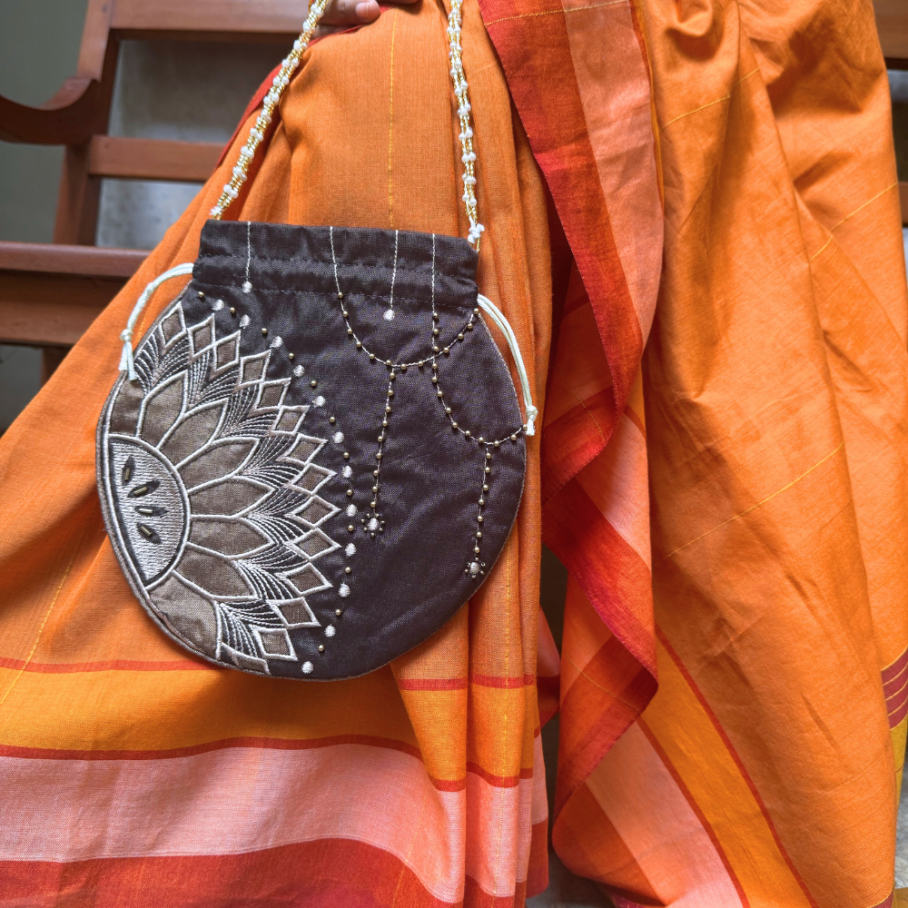 Dark Brown Saree Pouch