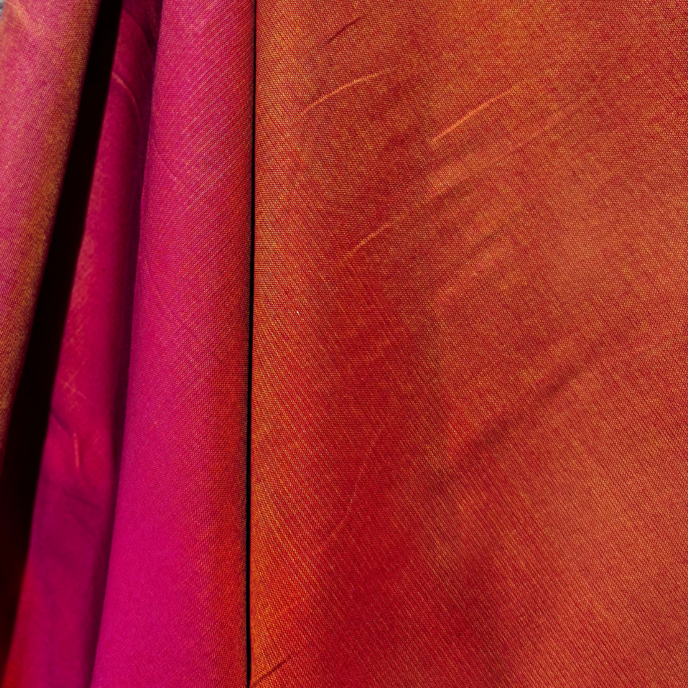 Pink , Red, Orange & Yellow Striped Handloom Cotton Saree with Tassels