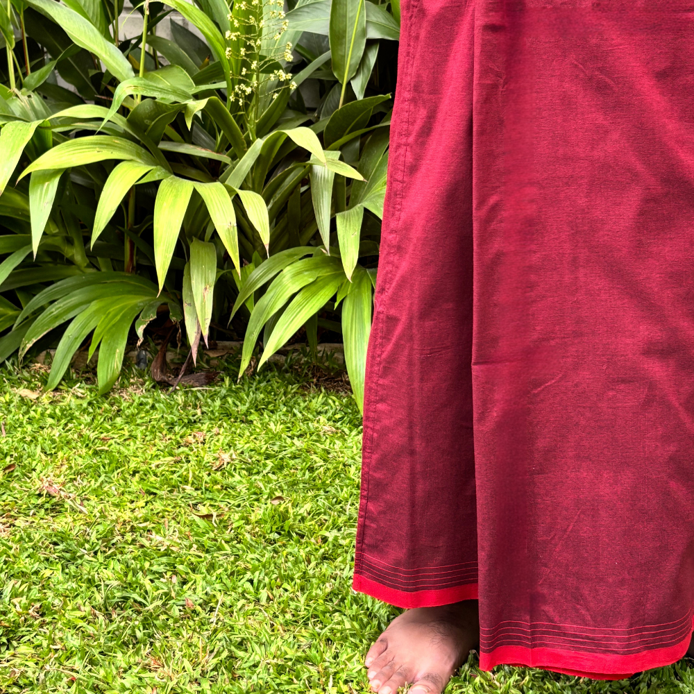 Maroon and Red Striped Handloom Sarong | Standard Size