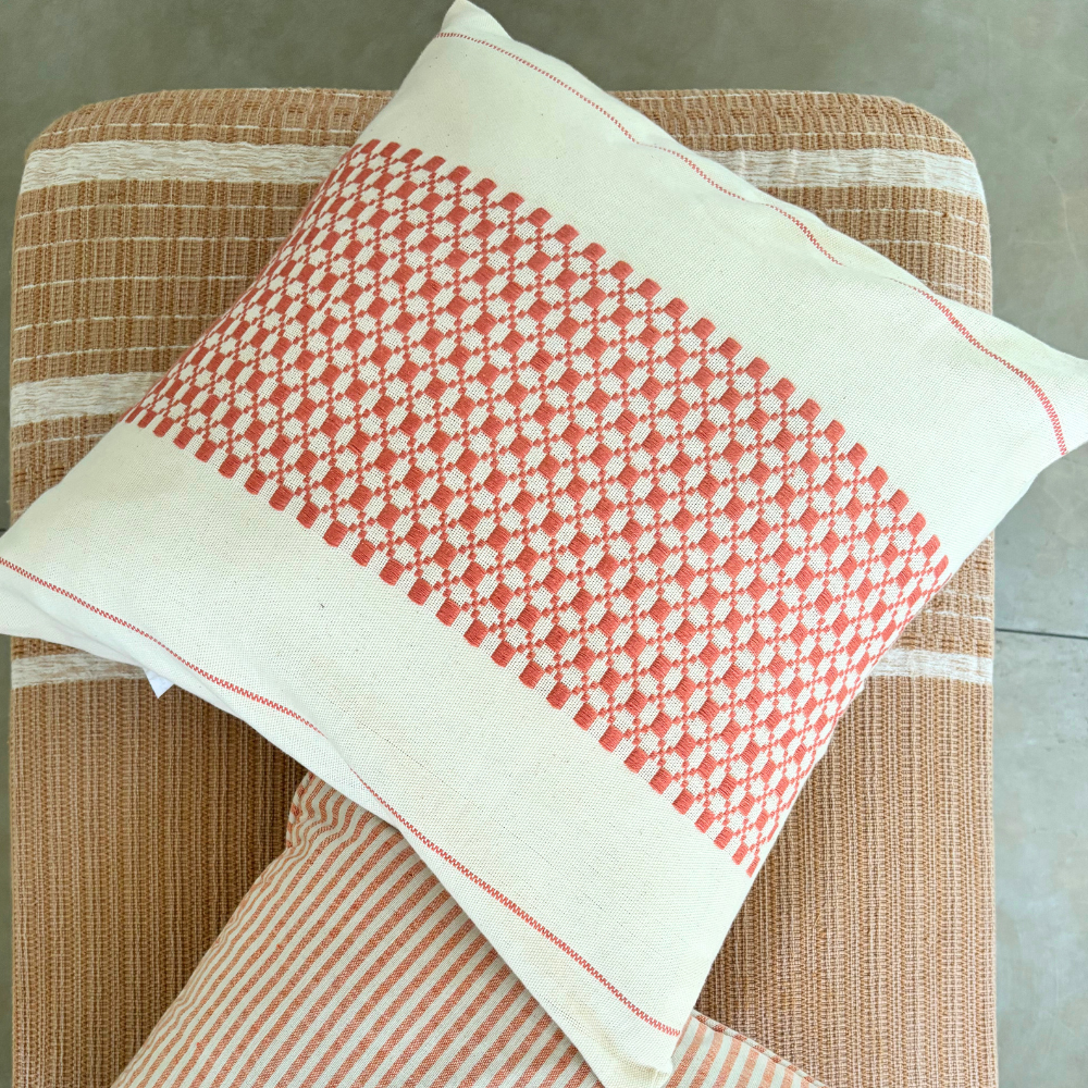 Dark Pink Pattern Dumbara Cushion Cover| 18 x 18 Inches