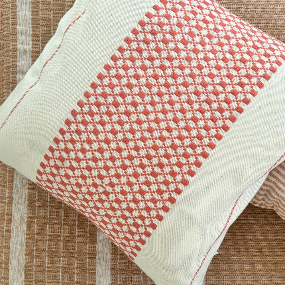Dark Pink Pattern Dumbara Cushion Cover| 18 x 18 Inches