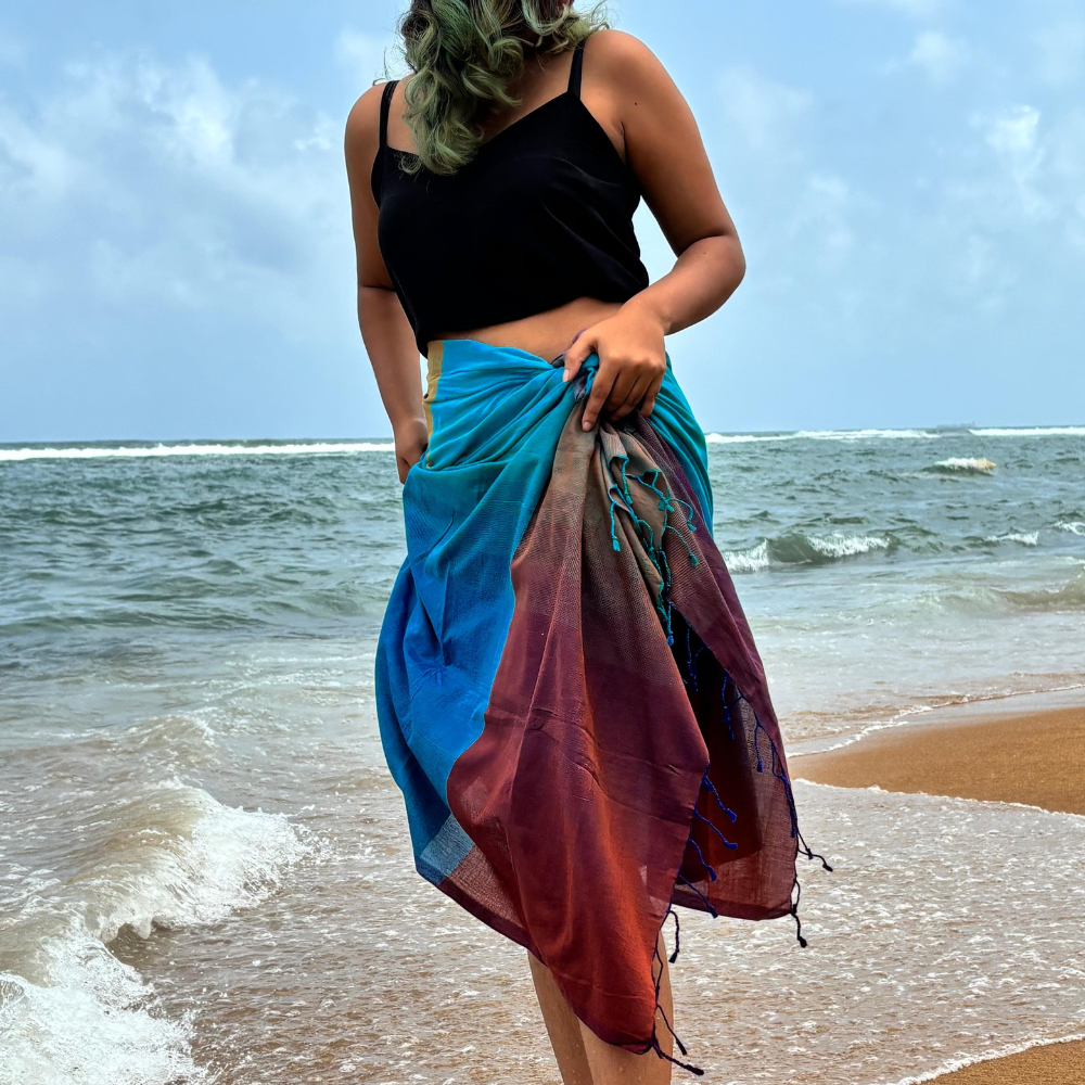 Turquoise & Magenta Cotton Handloom Beach Wrap