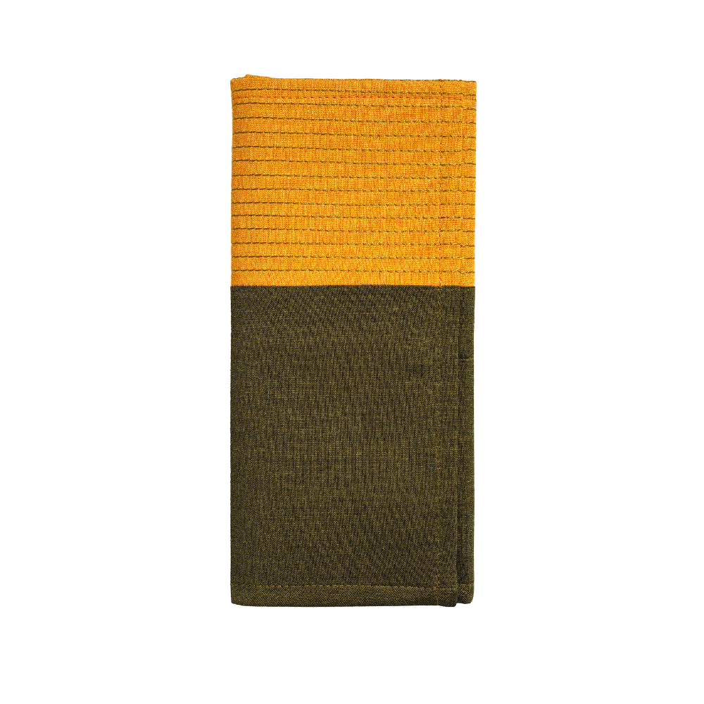 Handloom Fabric Wallet - Green & Yellow | Large Size
