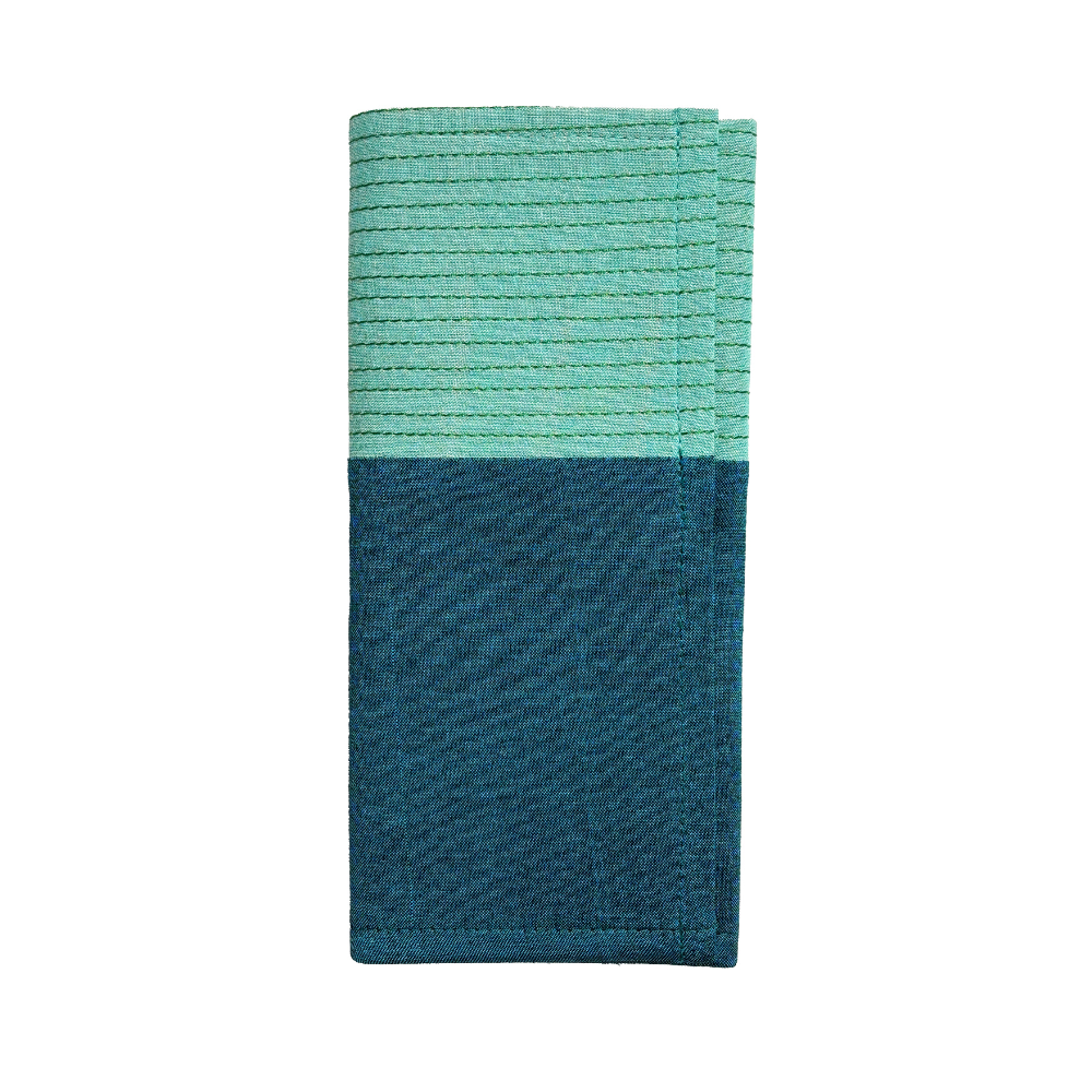 Handloom Fabric Wallet - Light & Dark Green | Large Size