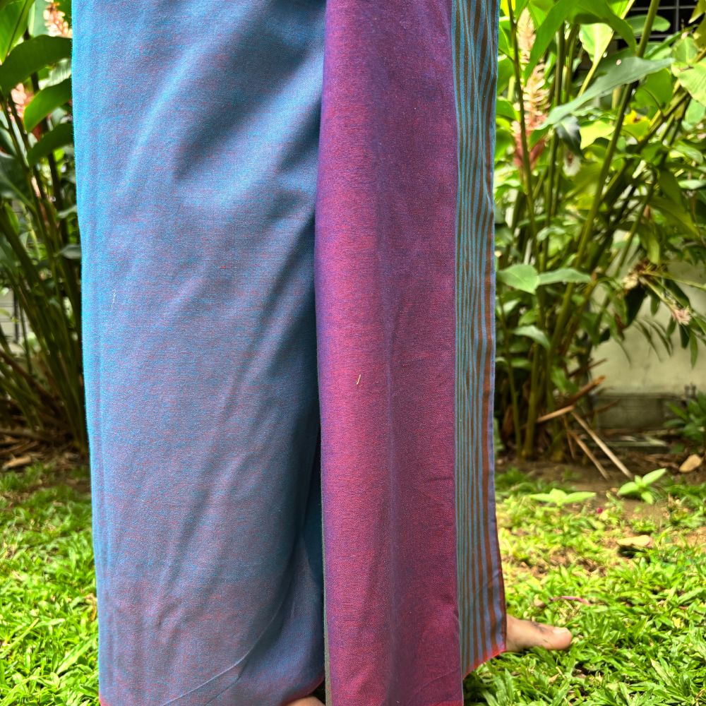 Light Blue And Purple Striped Handloom Sarong | Standard Size