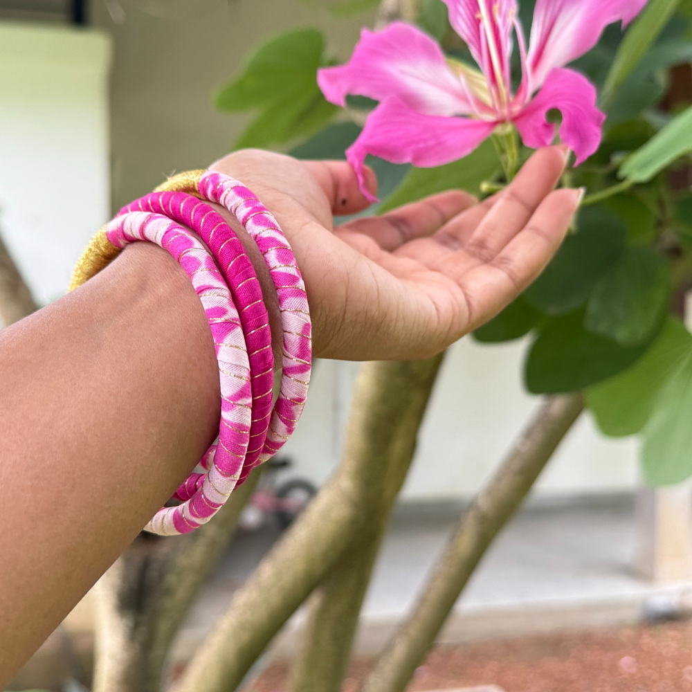 Pink Bangles Three Set