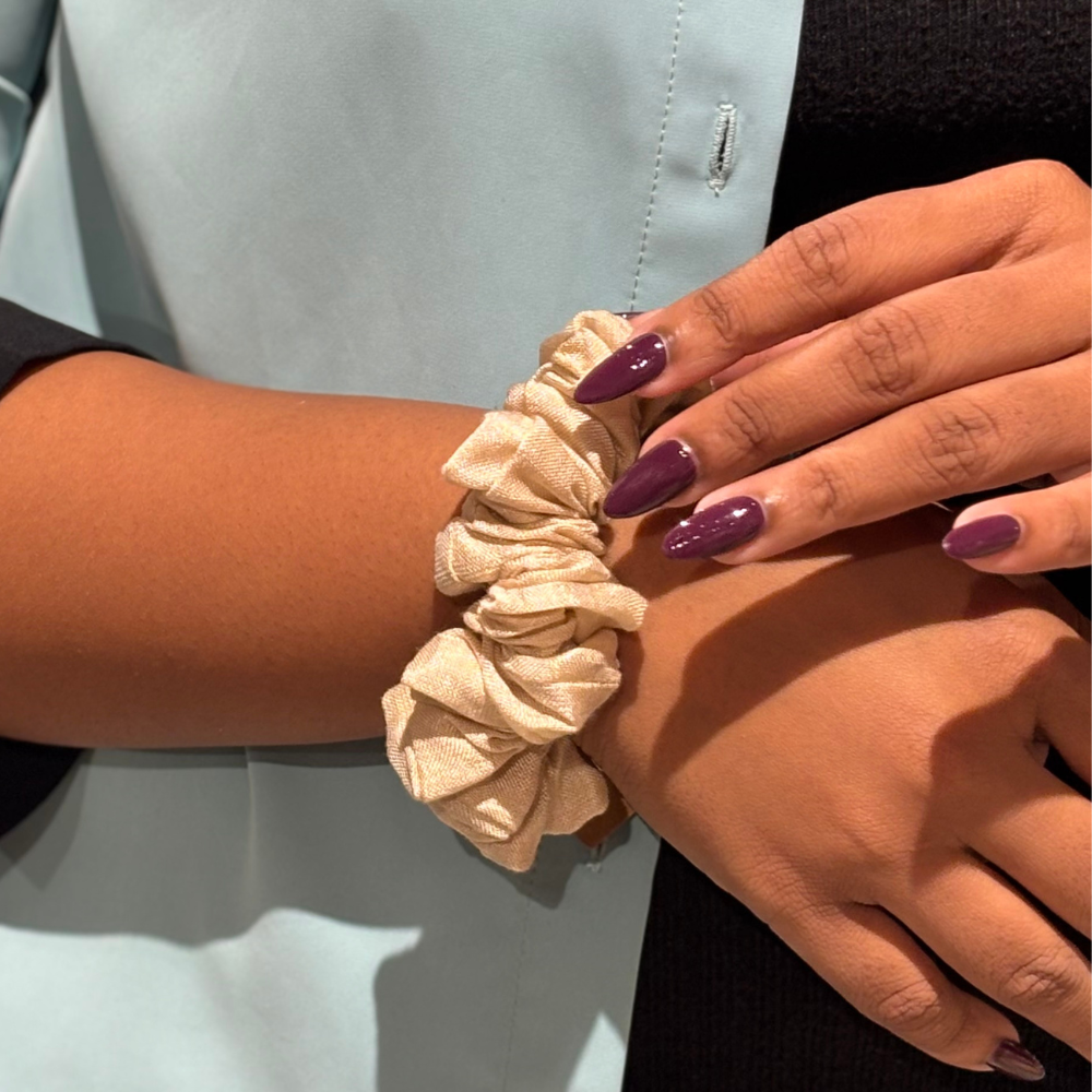 Light Golden Beige Handloom Scrunchie