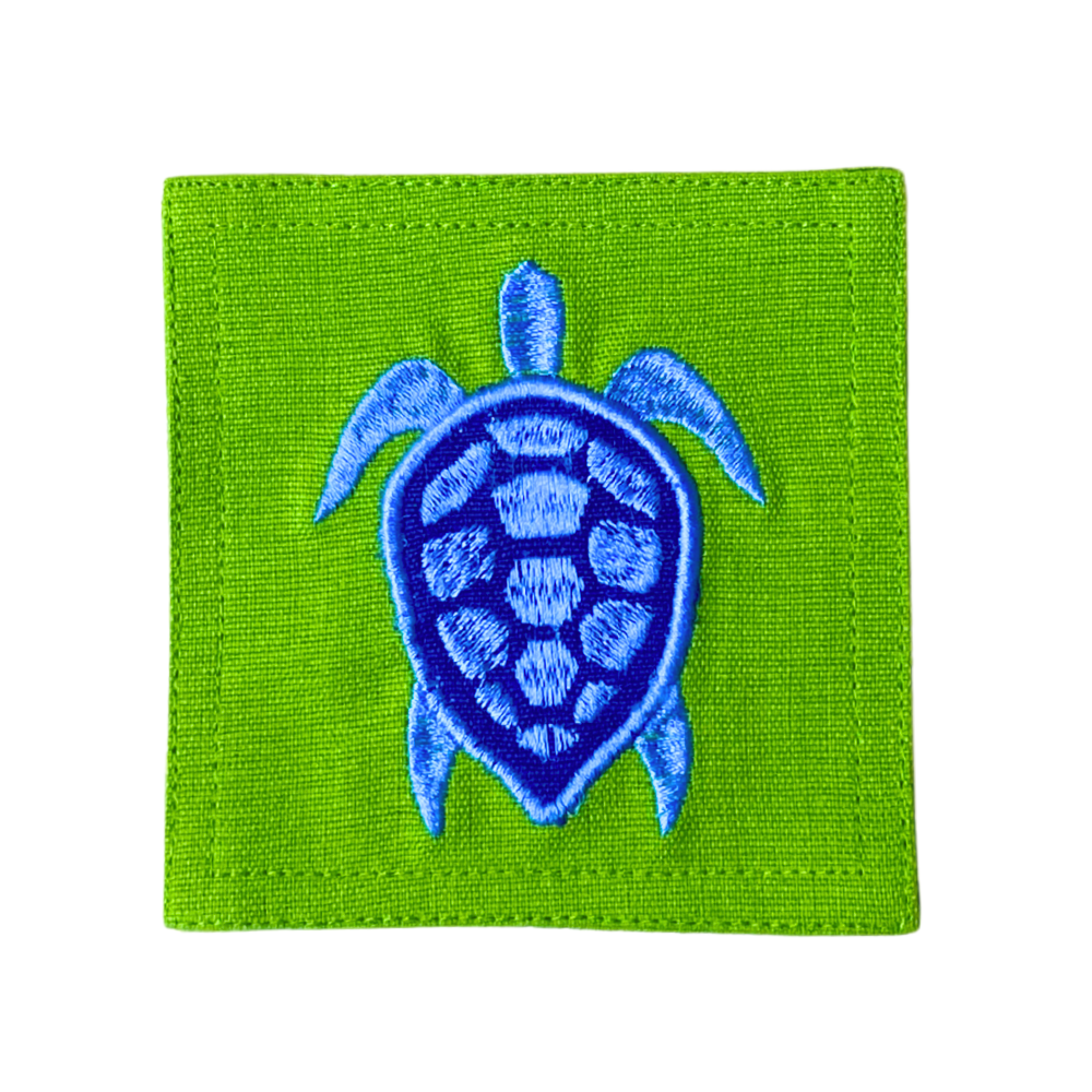 Blue Turtle Embroidered Coasters