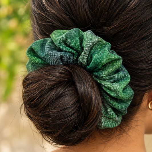 Green Handloom Scrunchie