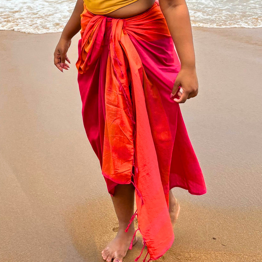 Orange & Pink Cotton Handloom Beach Wrap